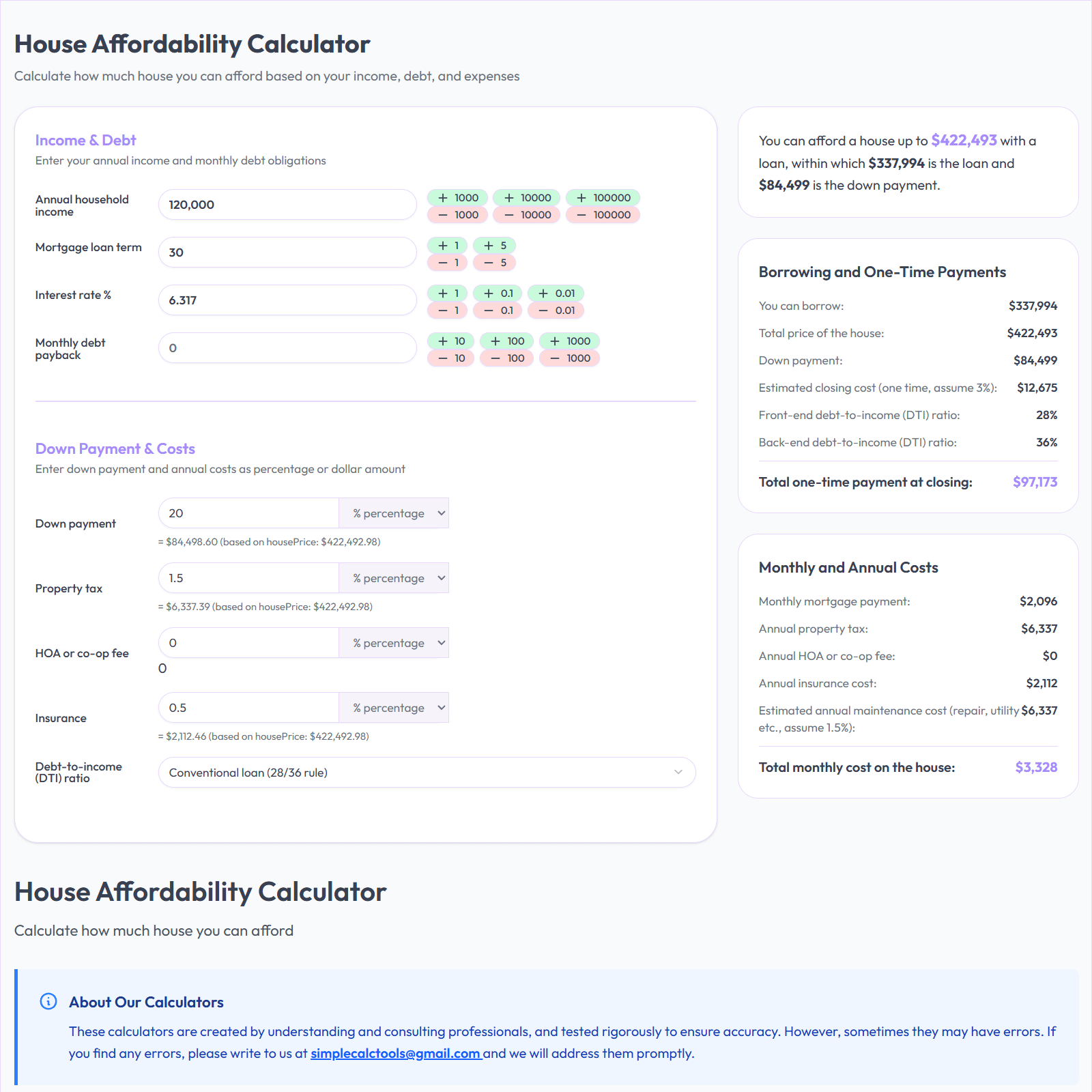 House Affordability Calculator